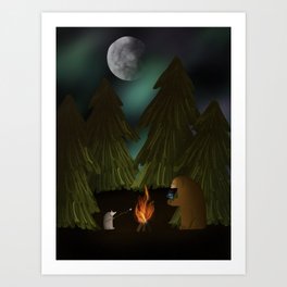 Campfire friends Art Print