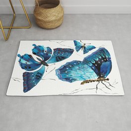 Aesthetic blue butterflies Rug