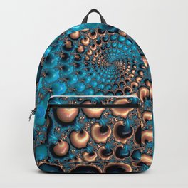 Teal Circles Backpack | Fractal, Modern, Beryl, Turquoise, Mandelbrot, Abstract, Brown, Digital, Graphicdesign, Beige 