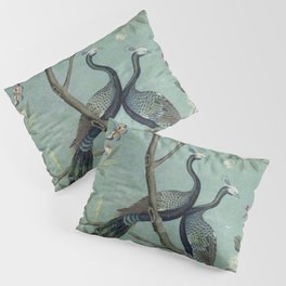 A Teal of Two Birds Chinoiserie Pillow Sham