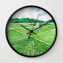 Tending Paddy in the Valley Wall Clock