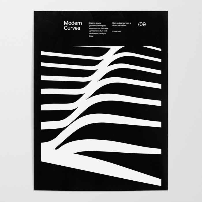 Modern Curves /09 - Minimalist Black and White Architecture Design Poster