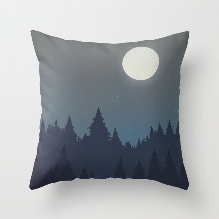 Tree Line - Grey Throw Pillow