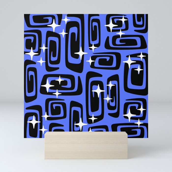 Mid Century Modern Cosmic Galaxies 435 Black and Blue Mini Art Print