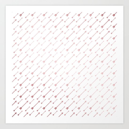 Simply Arrows in Rose Gold Sunset Art Print