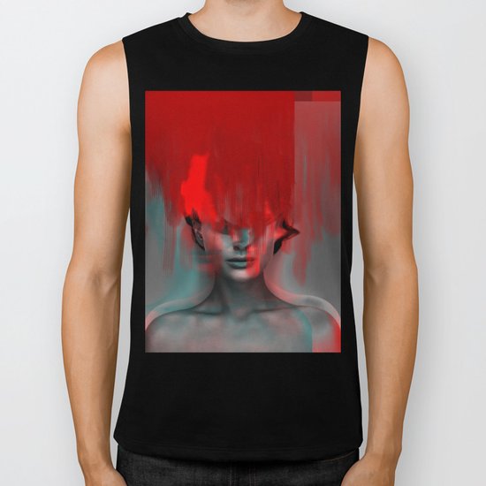 Red Head Woman Biker Tank