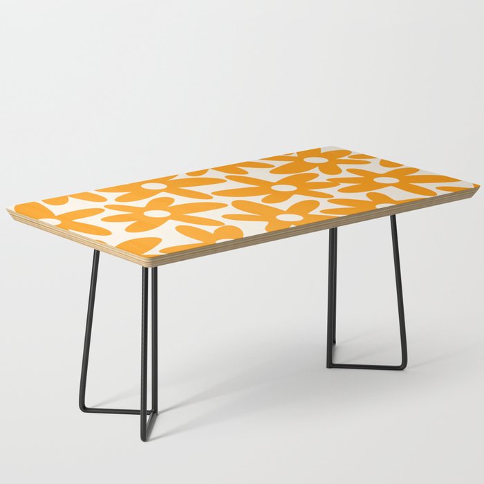 Daisy Time Retro Floral Pattern in Orange and Cream Coffee Table