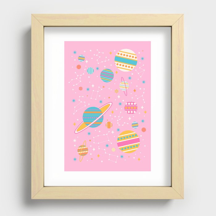 Geometric Space - Pink Recessed Framed Print