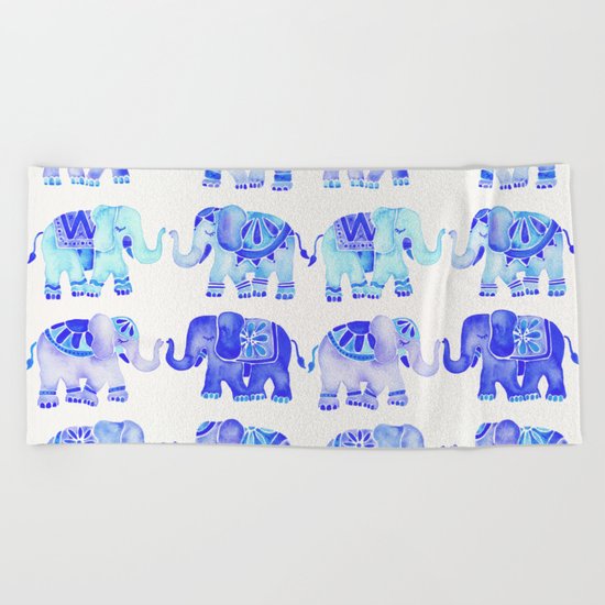 Elephants – Blue Palette Beach Towel