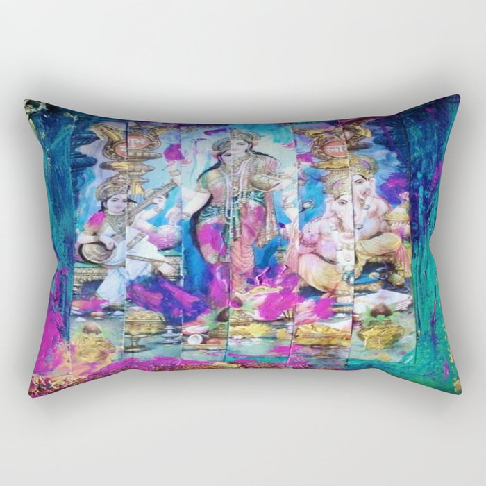 Saraswati, Lakshmi & Ganesha Rectangular Pillow