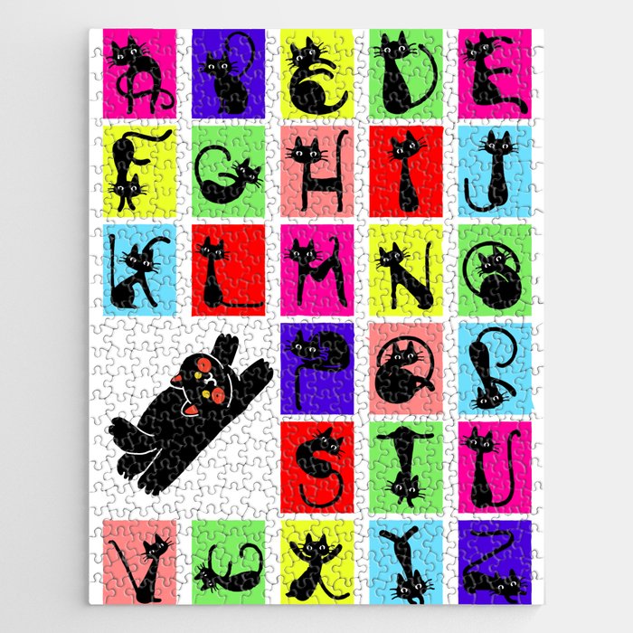 Funny ABC Black Cat Alphabet Jigsaw Puzzle