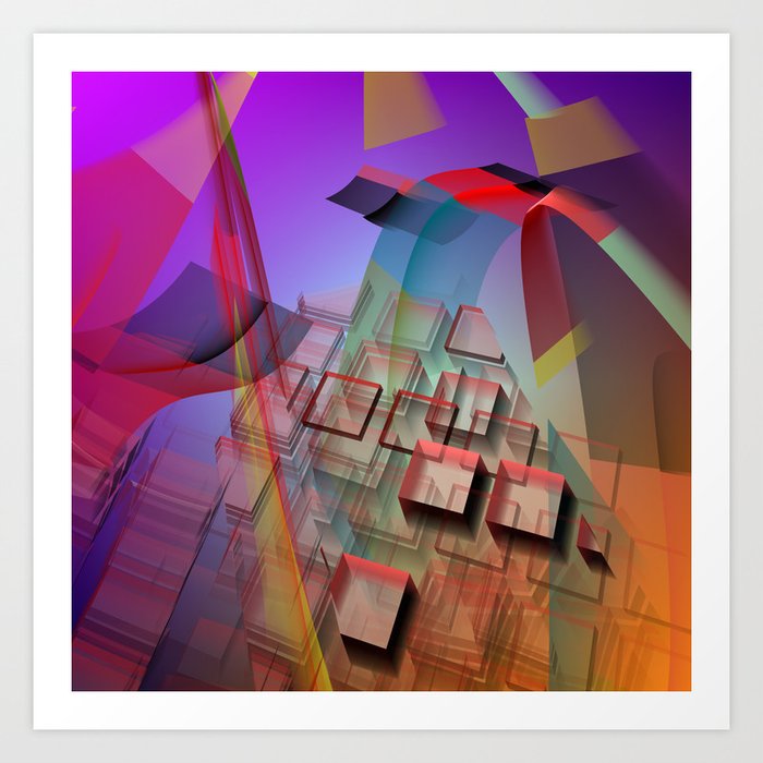 Modern Geometric Abstract With 3 D Effects Art Print By