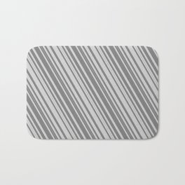 [ Thumbnail: Grey & Light Gray Colored Stripes/Lines Pattern Bath Mat ]