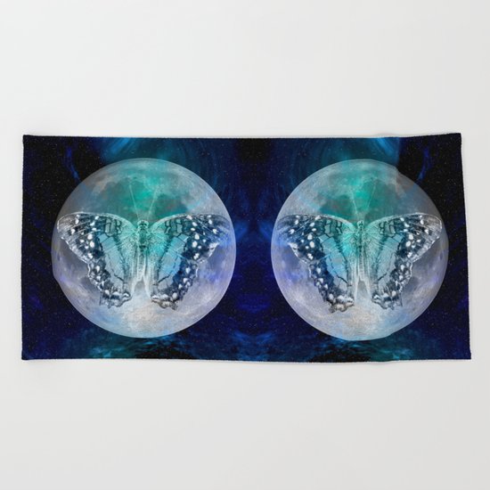MOON BUTTERFLY Beach Towel