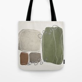 Retro Block Design in Sage Green and Neutral Tote Bag