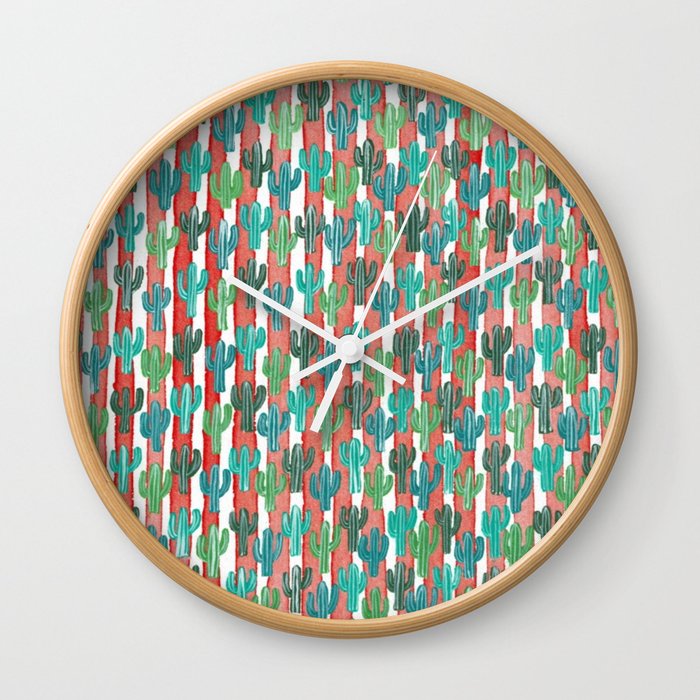 Saguaro Cactus Pattern Wall Clock