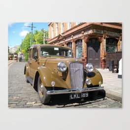Vintage car and English Pub Canvas Print