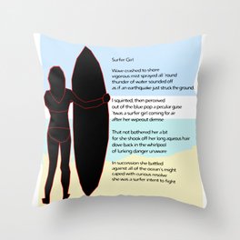 Surfer Girl Throw Pillow