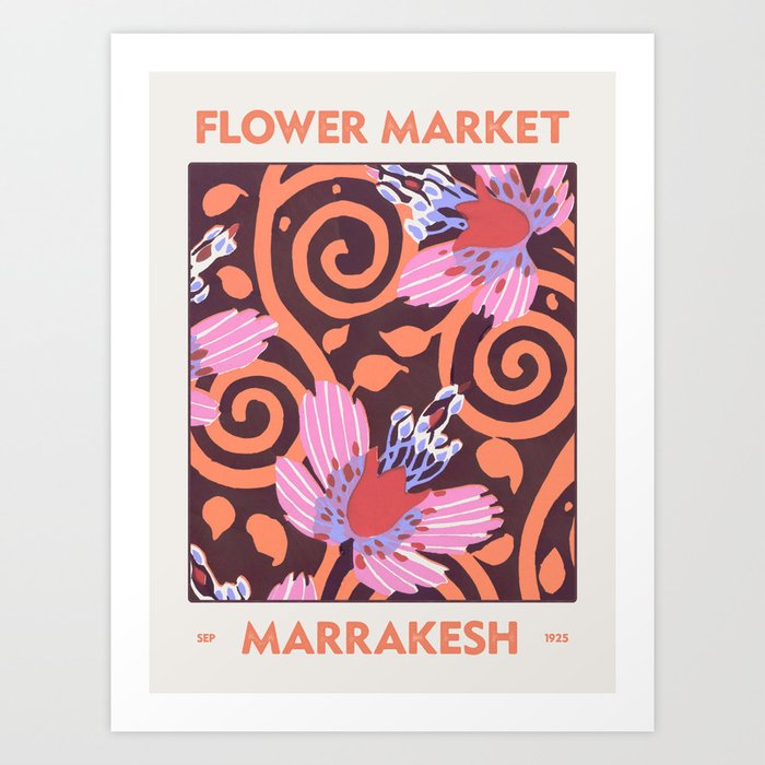 Flower Market Marrakesh Art Print
