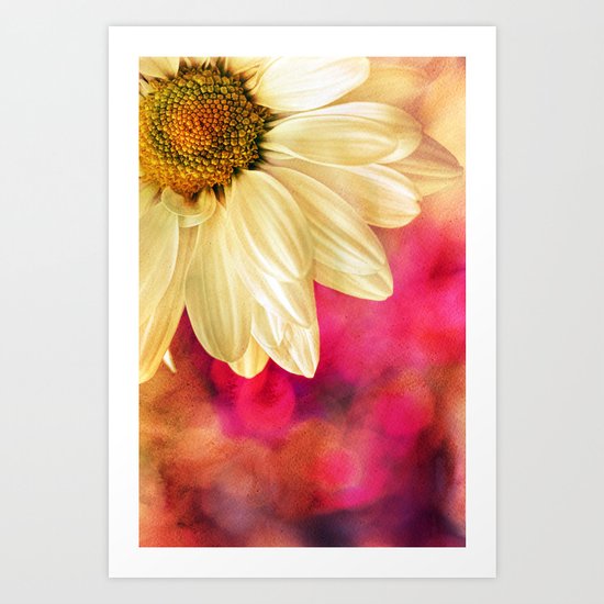 Daisy - Golden on Pink Art Print