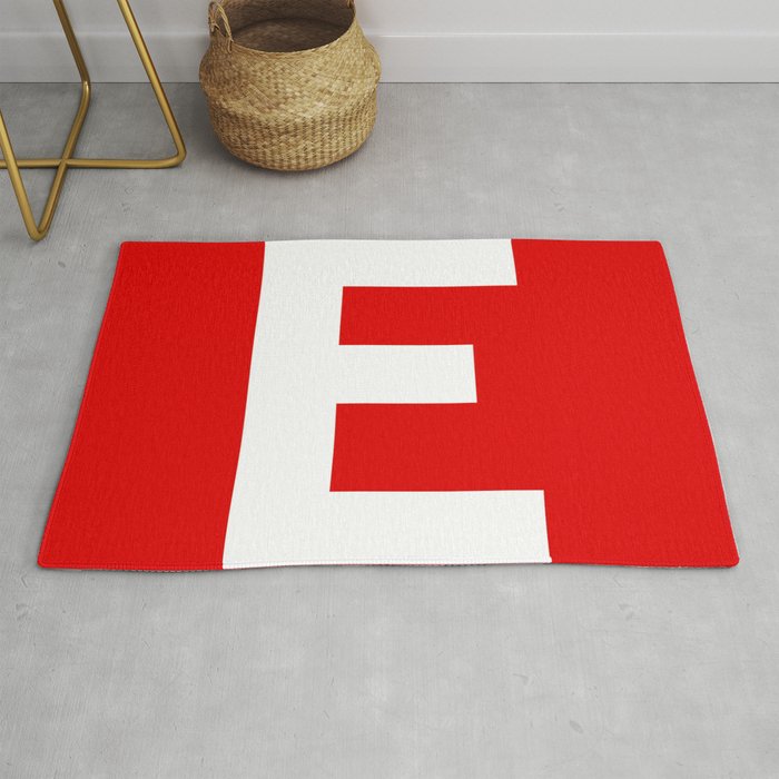 Letter E (White & Red) Rug