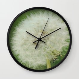 Just a Breath Away, Dandelion Photography, Garden Lover Gift, Whimsical Photography, Nature Art, Green White Wall Clock