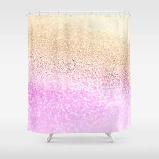 GOLD PINK GLITTER by Monika Strigel Shower Curtain