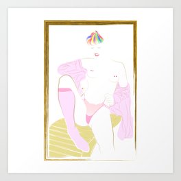 girl in pink, nude, topless, lgbtq Art Print | Girlinpink, Nude, Graphicdesign, Lgbtq, Digital, Topless 