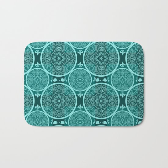 Turquoise abstract seamless lace pattern texture background Bath Mat