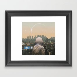 The City Gerahmter Kunstdruck | Astronaut, Painting, Sciencefiction, City, Curated, Oil, Sci-Fi 