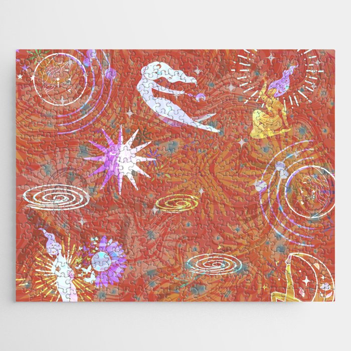 Moon goddess in a burnt sunset background  Jigsaw Puzzle