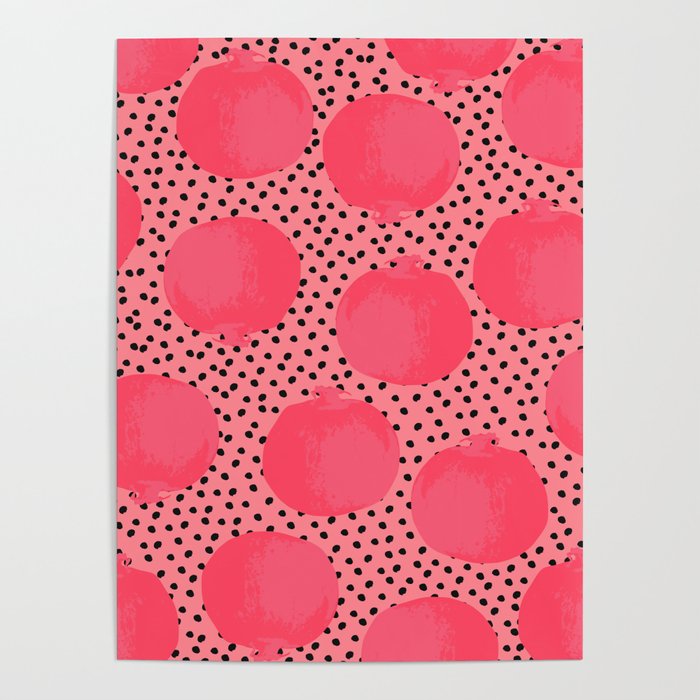 Pomegranate and Dots Pattern Poster