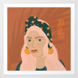 Just do you - empowerment Art Print | Positivity, Botanical, Fruit, Fruity, Woman, Ladyboss, Drawing, Oranges, Women, Terracotta 