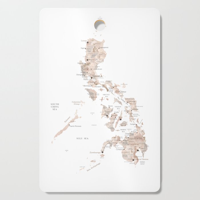 Map of Philipines in neutral watercolor Cutting Board