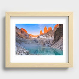 Torres Del Paine National Park, Chile. Sunrise at the Torres lookout. Recessed Framed Print