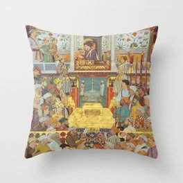 Bichitr - Shah-Jahan receives his three eldest sons and Asaf Khan during his accession ceremonies Throw Pillow