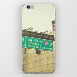 New York Arrival | Highway signs | Downtown Madison Square Garden | Midtown Manhattan iPhone Skin