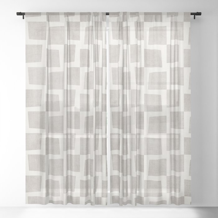 Minimalist Pattern Beige Ivory White Sheer Curtain