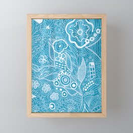 Turquoise Line Work Framed Mini Art Print