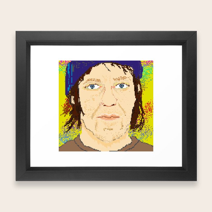 Elliott Smith Pixel Portrait Framed Art Print By Leneebunnik