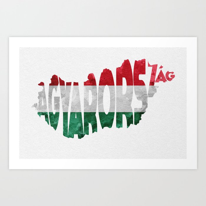 magyarorszg world map hungary typography flag map art art print