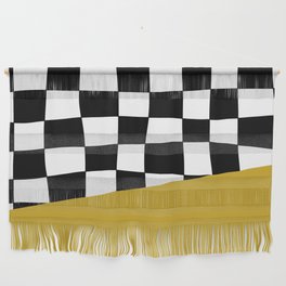 Checkered Stripe Block (mustard yellow/black/white) Wall Hanging
