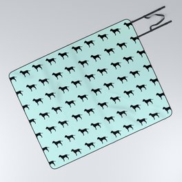 Dog Silhouette Pattern Against Baby Blue Background Picnic Blanket