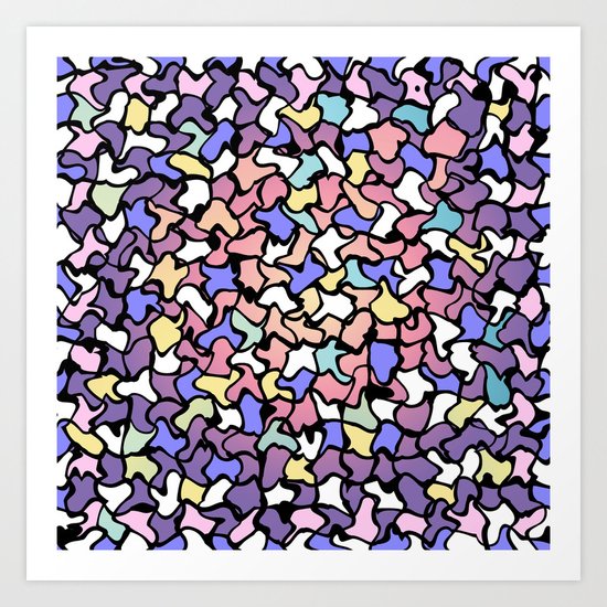 Wobbly Pastel Tone Tiles Art Print