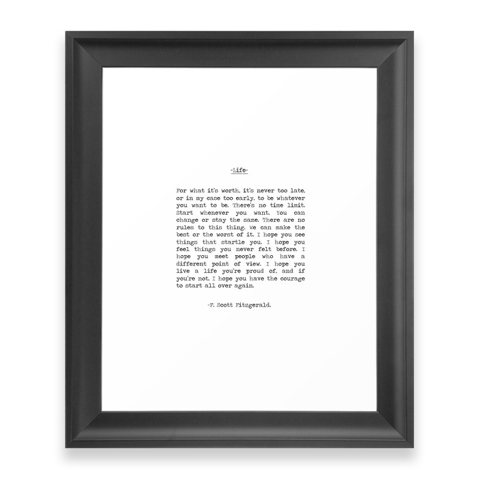 Life Quote F. Scott Fitzgerald Framed Art Print by summersoulco