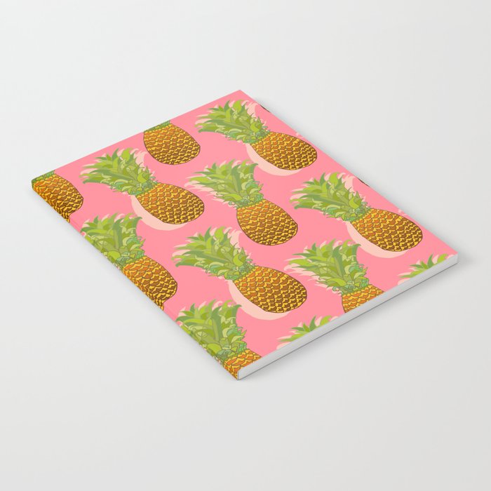 Pineapple Pop Art Pattern on Pink Notebook