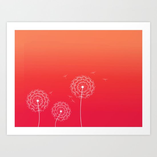 Dandelions and sunset Art Print