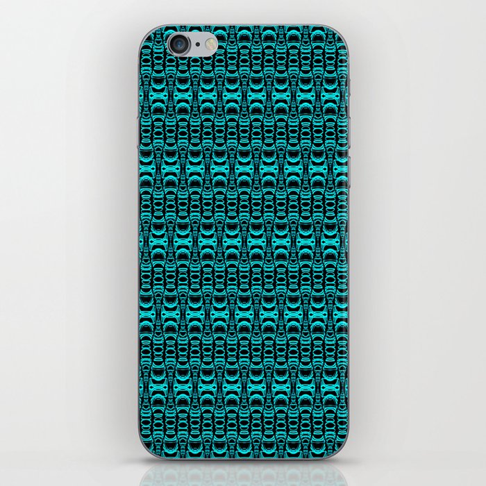 Abstract Pattern Dividers 07 in Turquoise Black iPhone Skin