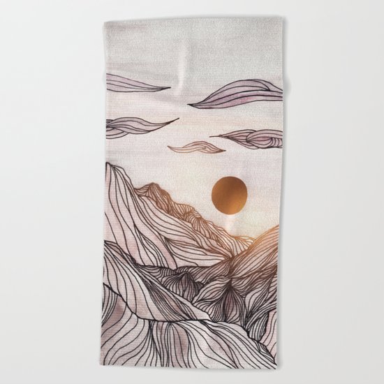 Lines in the mountains Beach Towel