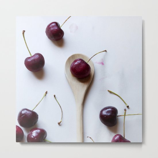 Cherry On A Spoon Metal Print
